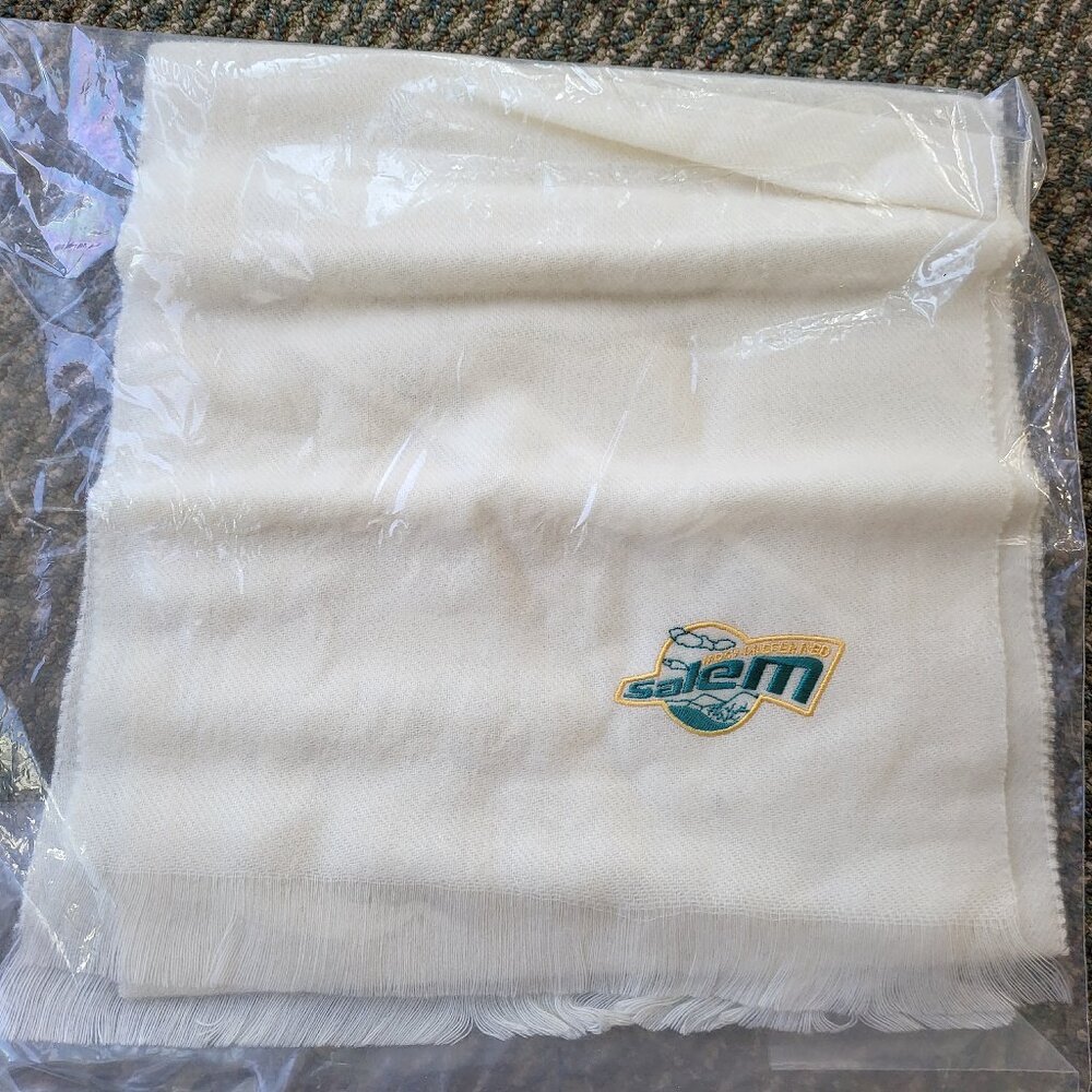 Vintage 90s Salem Cigarettes Promo Scarf New Old Stock Pure Wool 52'' WHITE T7